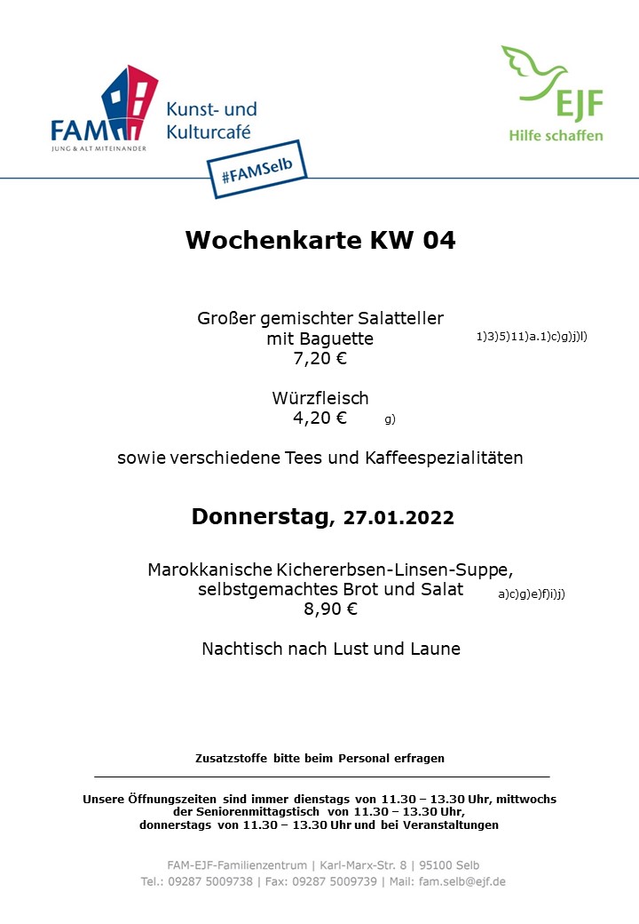 Wochenkarte KW 04.-2022, Donnerstag