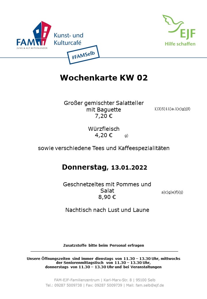 Wochenkarte KW 02.-2022, Donnerstag